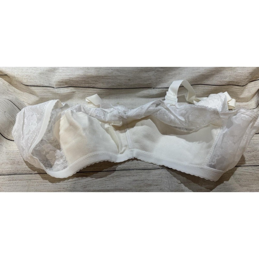 Vtg Nos 44g #707 Cameo Coutures Bullet Bra White Lace Torpedo Cone Wireless Gth1 View 3
